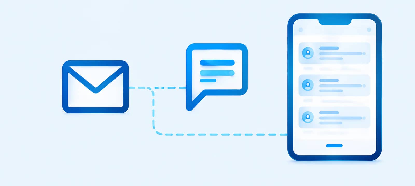 Email and message workflow connecting to a mobile lead follow-up interface